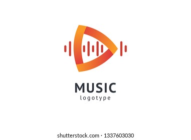 Vector illustration, Graphic Design headphone logotype. Abstract music icon vector design. Sound recording studio, night party. School of Music, disco, vocal course, composer, singer vector logo
