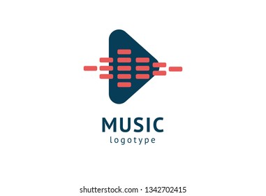 Vector illustration, Graphic Design headphone logotype. Abstract music icon vector design. Sound recording studio, night party. School of Music, disco, vocal course, composer, singer vector logo