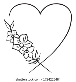 Vektorgrafik eines grafischen Designs eines Herzens, eines Symbols, eines Logos, eines Blumenmusters, Verwendung für den Druck, einer Tätowierungsskizze, handgezeichnet