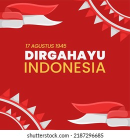 Vector illustration of graphic design with Indonesian independence day background | 77th independence day celebration