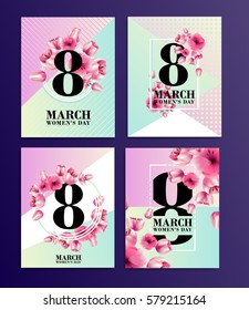 vector illustration. graphic design for the international women's day celebration March 8. Icons for registration of booklets, posters, gift cards, discounts and sales