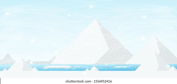 vector illustration graphic design landscape of the nature in winter  season at the north pole for cover design,background.