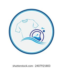 vector illustration graphic design logo washing machine laundry icon with bubbles for clothes washing cleaning business modern template with circle and gray background