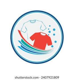 vector illustration graphic design logo washing machine laundry icon with bubbles for clothes washing cleaning business modern template with circle and gray background