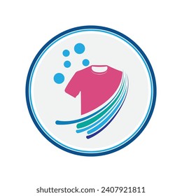 vector illustration graphic design logo washing machine laundry icon with bubbles for clothes washing cleaning business modern template with circle and gray background