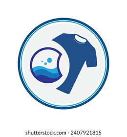 vector illustration graphic design logo washing machine laundry icon with bubbles for clothes washing cleaning business modern template with circle and gray background