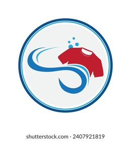 vector illustration graphic design logo washing machine laundry icon with bubbles for clothes washing cleaning business modern template with circle and gray background