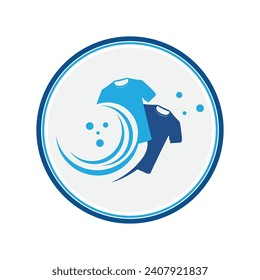 ilustración vectorial diseño gráfico logo lavadora lavadora icono de lavandería con burbujas para lavado de ropa plantilla moderna con fondo de círculo y gris