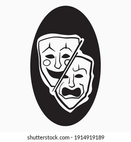 Vector illustration of graphic design masks, icon, art tattoo sketch, logo, hand draw, use in print