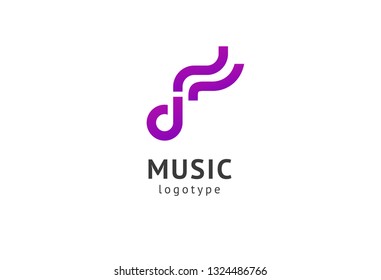 Vector illustration, Graphic Design Note web logotype. Abstract music logo icon vector design. Sound recording studio, night party. School of Music, disco, vocal course, composer, singer vector logo