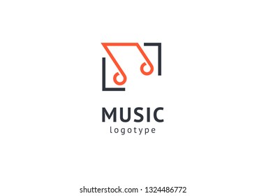 Vector illustration, Graphic Design Note web logotype. Abstract music logo icon vector design. Sound recording studio, night party. School of Music, disco, vocal course, composer, singer vector logo