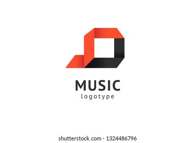 Vector illustration, Graphic Design Note web logotype. Abstract music logo icon vector design. Sound recording studio, night party. School of Music, disco, vocal course, composer, singer vector logo