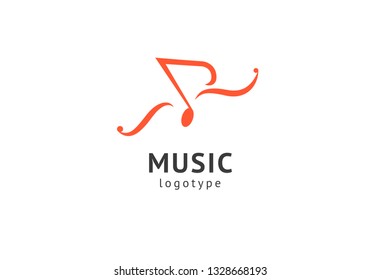 Vector illustration, Graphic Design Note web logotype. Abstract music logo icon vector design. Sound recording studio, night party. School of Music, disco, vocal course, composer, singer vector logo