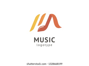 Vector illustration, Graphic Design Note web logotype. Abstract music logo icon vector design. Sound recording studio, night party. School of Music, disco, vocal course, composer, singer vector logo