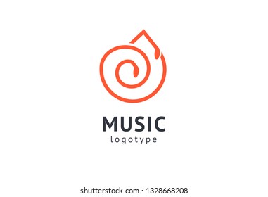 Vector illustration, Graphic Design Note web logotype. Abstract music logo icon vector design. Sound recording studio, night party. School of Music, disco, vocal course, composer, singer vector logo