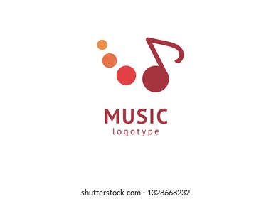 Vector illustration, Graphic Design Note web logotype. Abstract music logo icon vector design. Sound recording studio, night party. School of Music, disco, vocal course, composer, singer vector logo