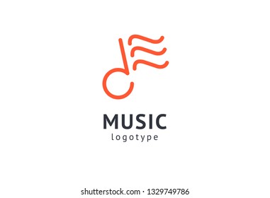 Vector illustration, Graphic Design Note web logotype. Abstract music logo icon vector design. Sound recording studio, night party. School of Music, disco, vocal course, composer, singer vector logo