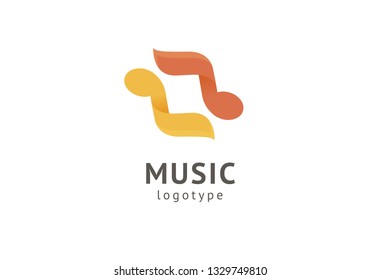 Vector illustration, Graphic Design Note web logotype. Abstract music logo icon vector design. Sound recording studio, night party. School of Music, disco, vocal course, composer, singer vector logo