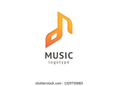 Vector illustration, Graphic Design Note web logotype. Abstract music logo icon vector design. Sound recording studio, night party. School of Music, disco, vocal course, composer, singer vector logo
