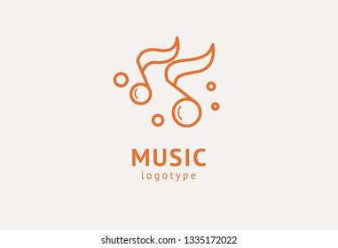 Vector illustration, Graphic Design Note web logotype. Abstract music logo icon vector design. Sound recording studio, night party. School of Music, disco, vocal course, composer, singer vector logo