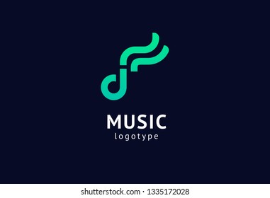 Vector illustration, Graphic Design Note web logotype. Abstract music logo icon vector design. Sound recording studio, night party. School of Music, disco, vocal course, composer, singer vector logo