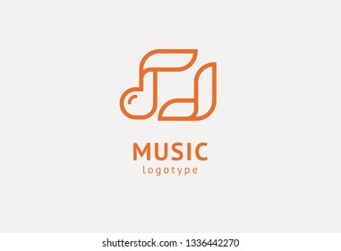 Vector illustration, Graphic Design Note web logotype. Abstract music logo icon vector design. Sound recording studio, night party. School of Music, disco, vocal course, composer, singer vector logo