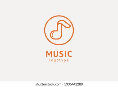 Vector illustration, Graphic Design Note web logotype. Abstract music logo icon vector design. Sound recording studio, night party. School of Music, disco, vocal course, composer, singer vector logo