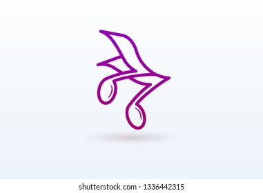 Vector illustration, Graphic Design Note web logotype. Abstract music logo icon vector design. Sound recording studio, night party. School of Music, disco, vocal course, composer, singer vector logo