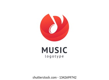 Vector illustration, Graphic Design Note web logotype. Abstract music logo icon vector design. Sound recording studio, night party. School of Music, disco, vocal course, composer, singer vector logo