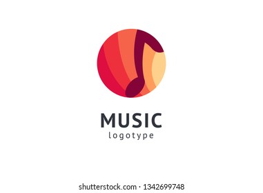 Vector illustration, Graphic Design Note web logotype. Abstract music logo icon vector design. Sound recording studio, night party. School of Music, disco, vocal course, composer, singer vector logo