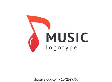 Vector illustration, Graphic Design Note web logotype. Abstract music logo icon vector design. Sound recording studio, night party. School of Music, disco, vocal course, composer, singer vector logo