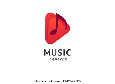 Vector illustration, Graphic Design Note web logotype. Abstract music logo icon vector design. Sound recording studio, night party. School of Music, disco, vocal course, composer, singer vector logo