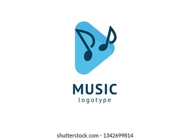 Vector illustration, Graphic Design Note web logotype. Abstract music logo icon vector design. Sound recording studio, night party. School of Music, disco, vocal course, composer, singer vector logo