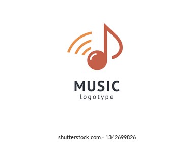 Vector illustration, Graphic Design Note web logotype. Abstract music logo icon vector design. Sound recording studio, night party. School of Music, disco, vocal course, composer, singer vector logo