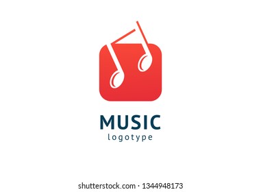 Vector illustration, Graphic Design Note web logotype. Abstract music logo icon vector design. Sound recording studio, night party. School of Music, disco, vocal course, composer, singer vector logo.