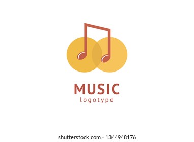 Vector illustration, Graphic Design Note web logotype. Abstract music logo icon vector design. Sound recording studio, night party. School of Music, disco, vocal course, composer, singer vector logo.
