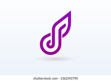 Vector illustration, Graphic Design Note web logotype. Abstract music logo icon vector design. Sound recording studio, night party. School of Music, disco, vocal course, composer, singer vector logo.