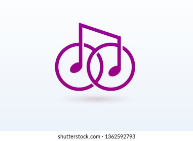 Vector illustration, Graphic Design Note web logotype. Abstract music logo icon vector design. Sound recording studio, night party. School of Music, disco, vocal course, composer, singer vector logo.