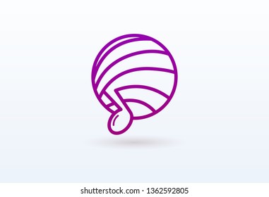 Vector illustration, Graphic Design Note web logotype. Abstract music logo icon vector design. Sound recording studio, night party. School of Music, disco, vocal course, composer, singer vector logo.