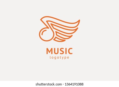 Vector illustration, Graphic Design Note web logotype. Abstract music logo icon vector design. Sound recording studio, night party. School of Music, disco, vocal course, composer, singer vector logo.