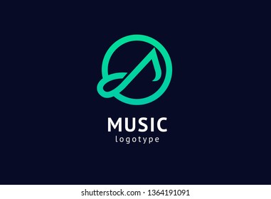Vector illustration, Graphic Design Note web logotype. Abstract music logo icon vector design. Sound recording studio, night party. School of Music, disco, vocal course, composer, singer vector logo.