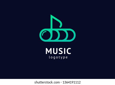 Vector illustration, Graphic Design Note web logotype. Abstract music logo icon vector design. Sound recording studio, night party. School of Music, disco, vocal course, composer, singer vector logo.