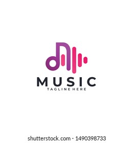 Vector illustration, Graphic Design Note web logotype. Abstract music logo icon vector design. Sound recording studio, night party. School of Music, disco, vocal course, composer, singer vector logo.