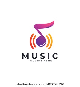 Vector illustration, Graphic Design Note web logotype. Abstract music logo icon vector design. Sound recording studio, night party. School of Music, disco, vocal course, composer, singer vector logo.