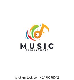 Vector illustration, Graphic Design Note web logotype. Abstract music logo icon vector design. Sound recording studio, night party. School of Music, disco, vocal course, composer, singer vector logo.