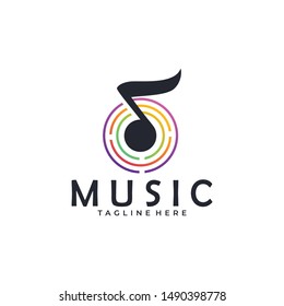 Vector illustration, Graphic Design Note web logotype. Abstract music logo icon vector design. Sound recording studio, night party. School of Music, disco, vocal course, composer, singer vector logo.