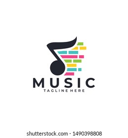 Vector illustration, Graphic Design Note web logotype. Abstract music logo icon vector design. Sound recording studio, night party. School of Music, disco, vocal course, composer, singer vector logo.