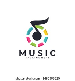Vector illustration, Graphic Design Note web logotype. Abstract music logo icon vector design. Sound recording studio, night party. School of Music, disco, vocal course, composer, singer vector logo.