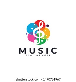 Vector illustration, Graphic Design Note web logotype. Abstract music logo icon vector design. Sound recording studio, night party. School of Music, disco, vocal course, composer, singer vector logo.