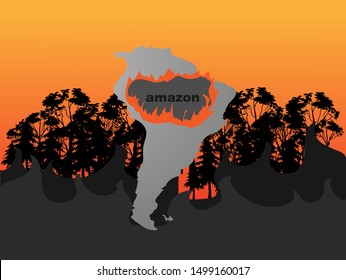 vector illustration graphic design pray for amazon rainforest for cover design,background.
